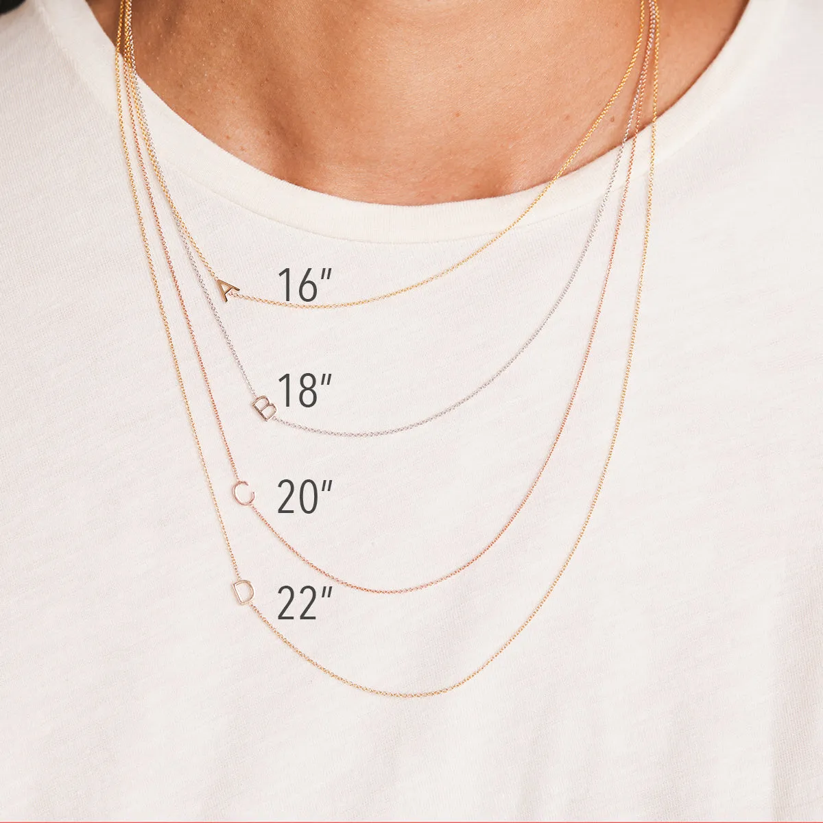 14K GOLD ASYMMETRICAL LETTER NECKLACE - V