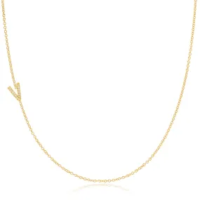 14K GOLD ASYMMETRICAL LETTER NECKLACE - V