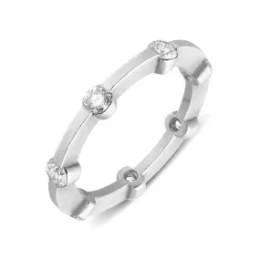 18ct Matte White Gold 0.35ct Diamond Seven Stone Eternity Ring