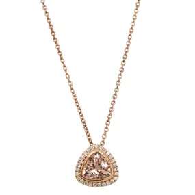 18ct Rose Gold 1.06ct Morganite & Diamond Halo Pendant