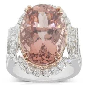 18ct White & Rose Gold 13.84ct Morganite & Diamond Ring