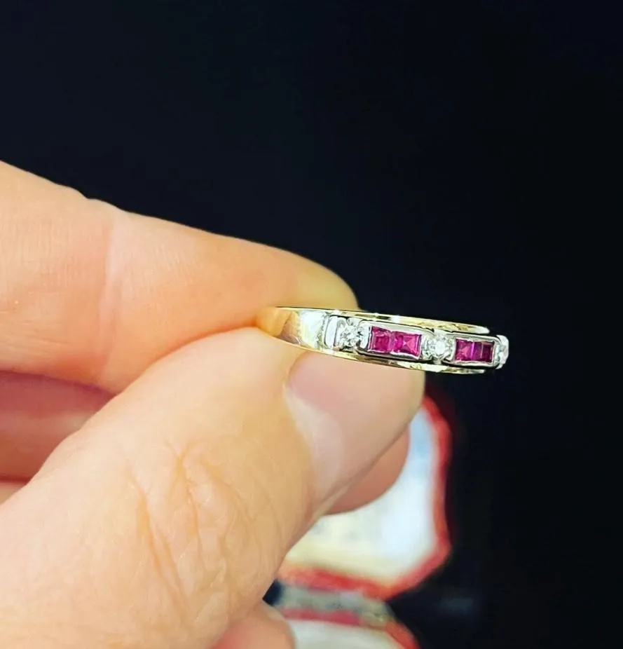 1970s Ruby and Diamond Wedding Ring