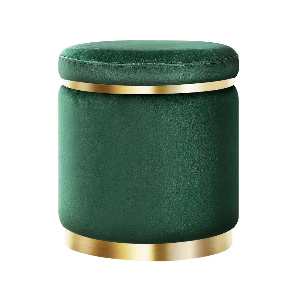 Artiss Ottoman Round Velvet Foot Stool Foot Rest Pouffe Padded Seat Pouf Green