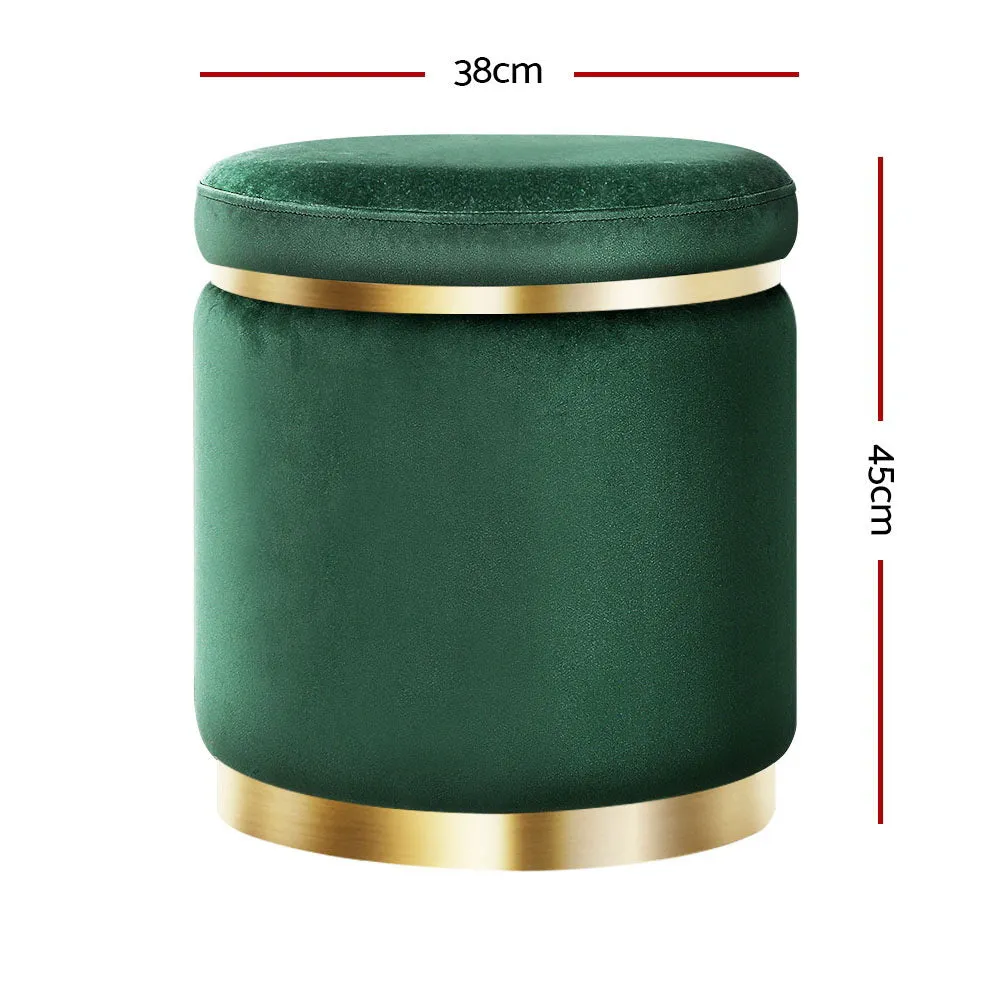 Artiss Ottoman Round Velvet Foot Stool Foot Rest Pouffe Padded Seat Pouf Green