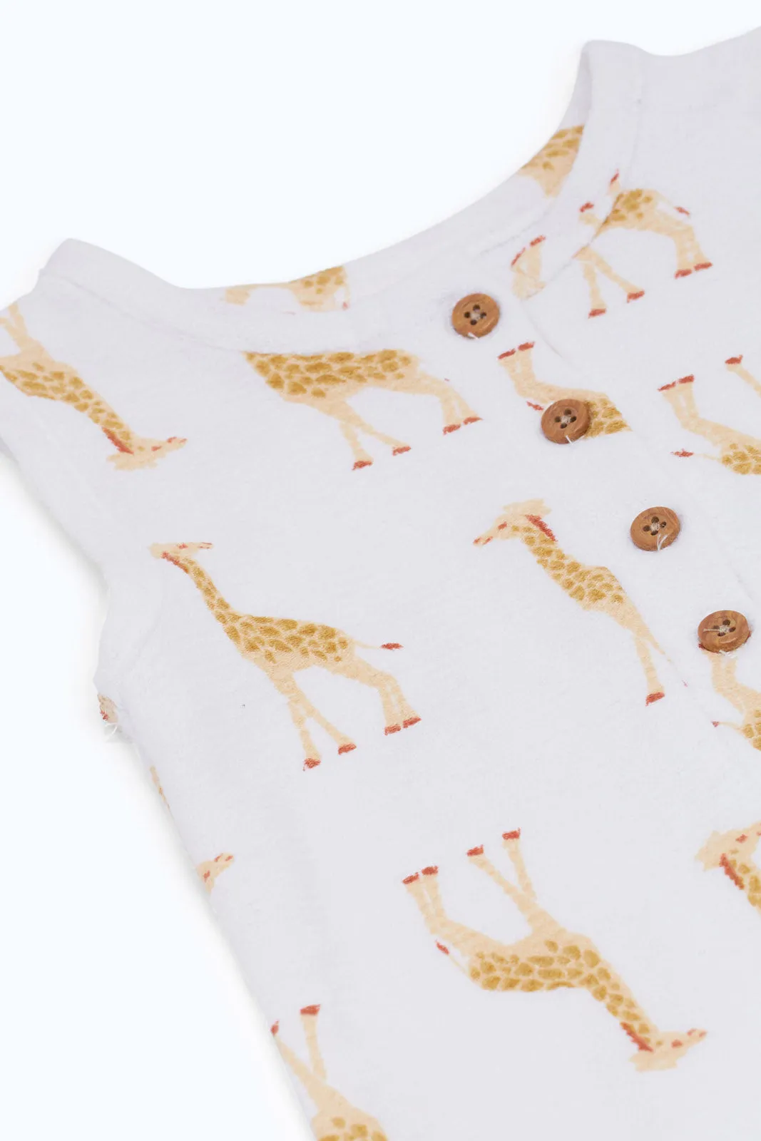 Baby Boys Beige Printed Romper