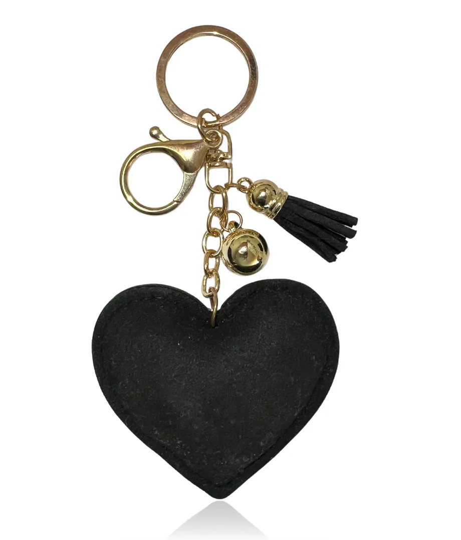 Black Felt Heart "Faith" Bag Charm