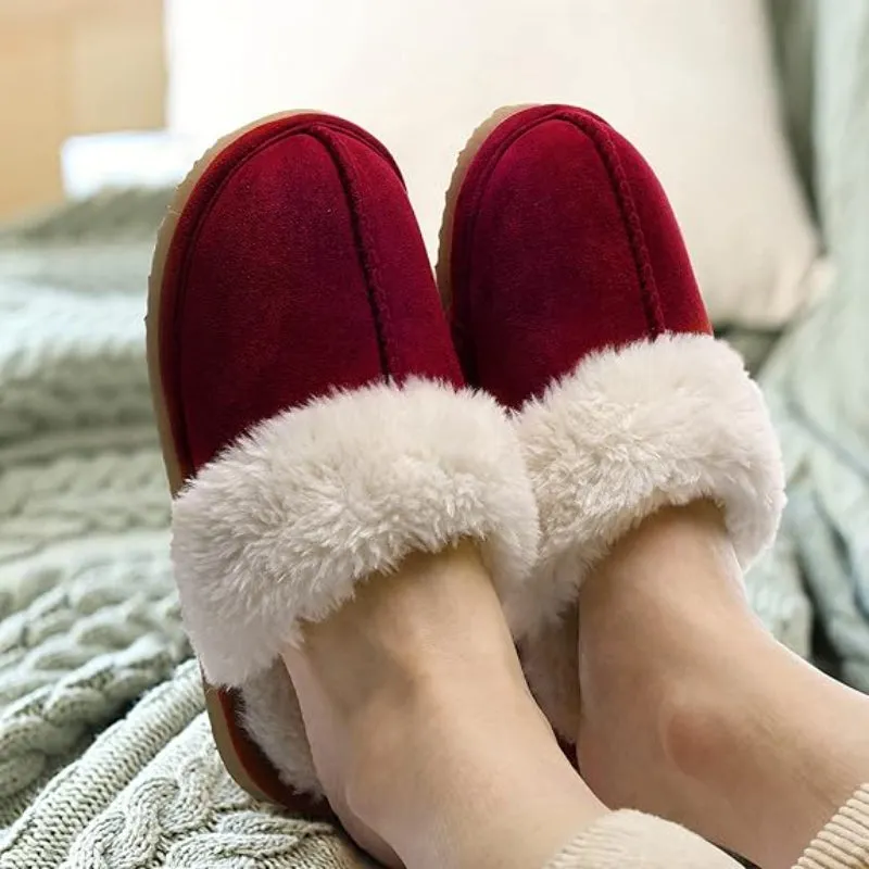 Cozy Fleece Lined Suede Plush Slippers