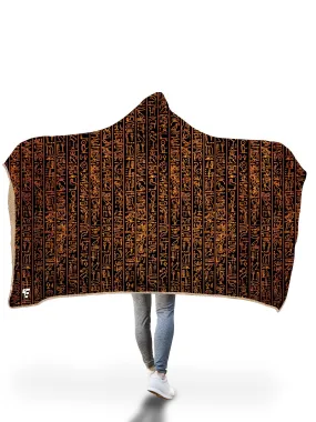 Egyptian Glyphs (Golden) Hooded Blanket