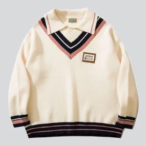 Fake Two-piece Polo Collar Sweater