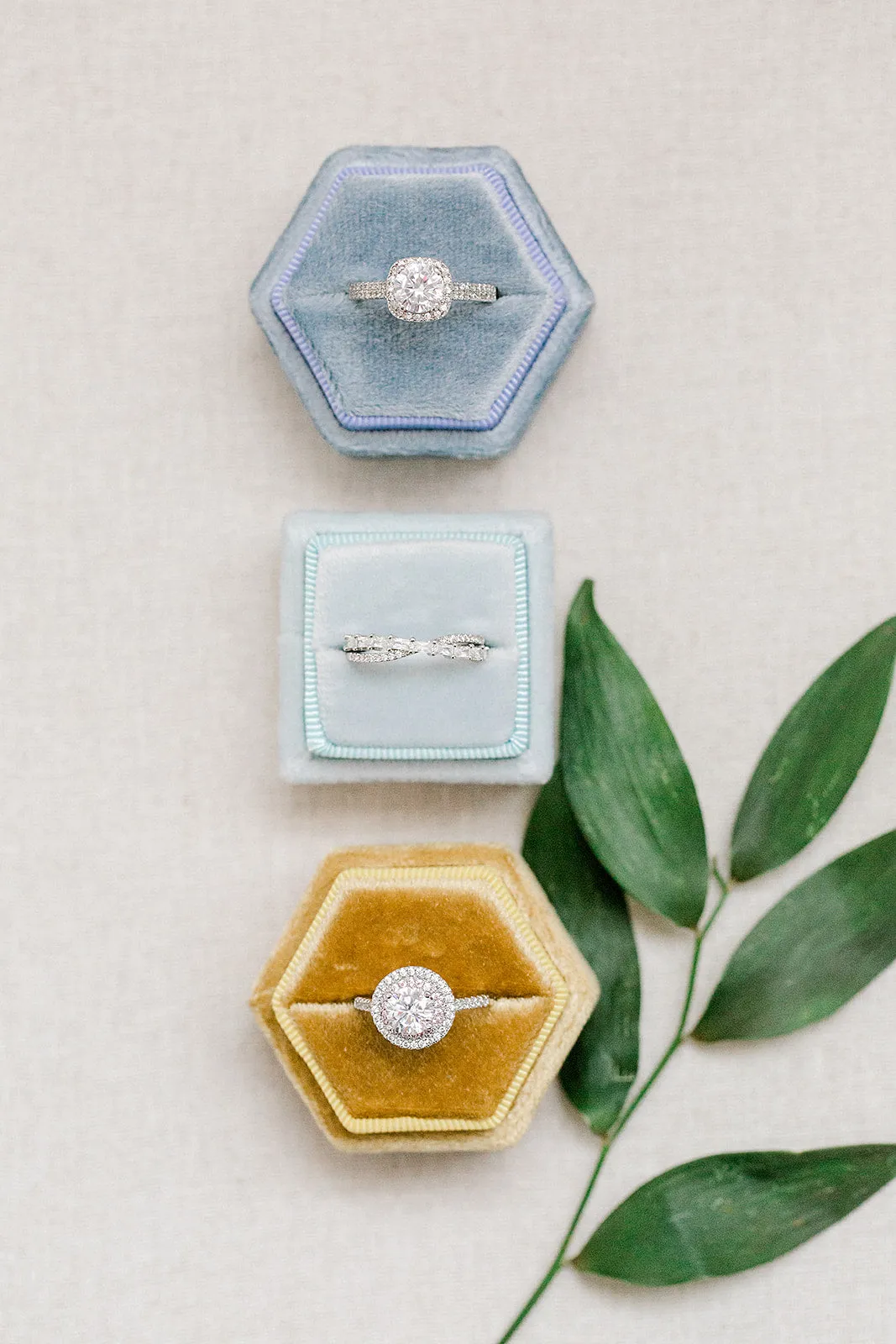 Golden Yellow Velvet Hexagon Ring Box