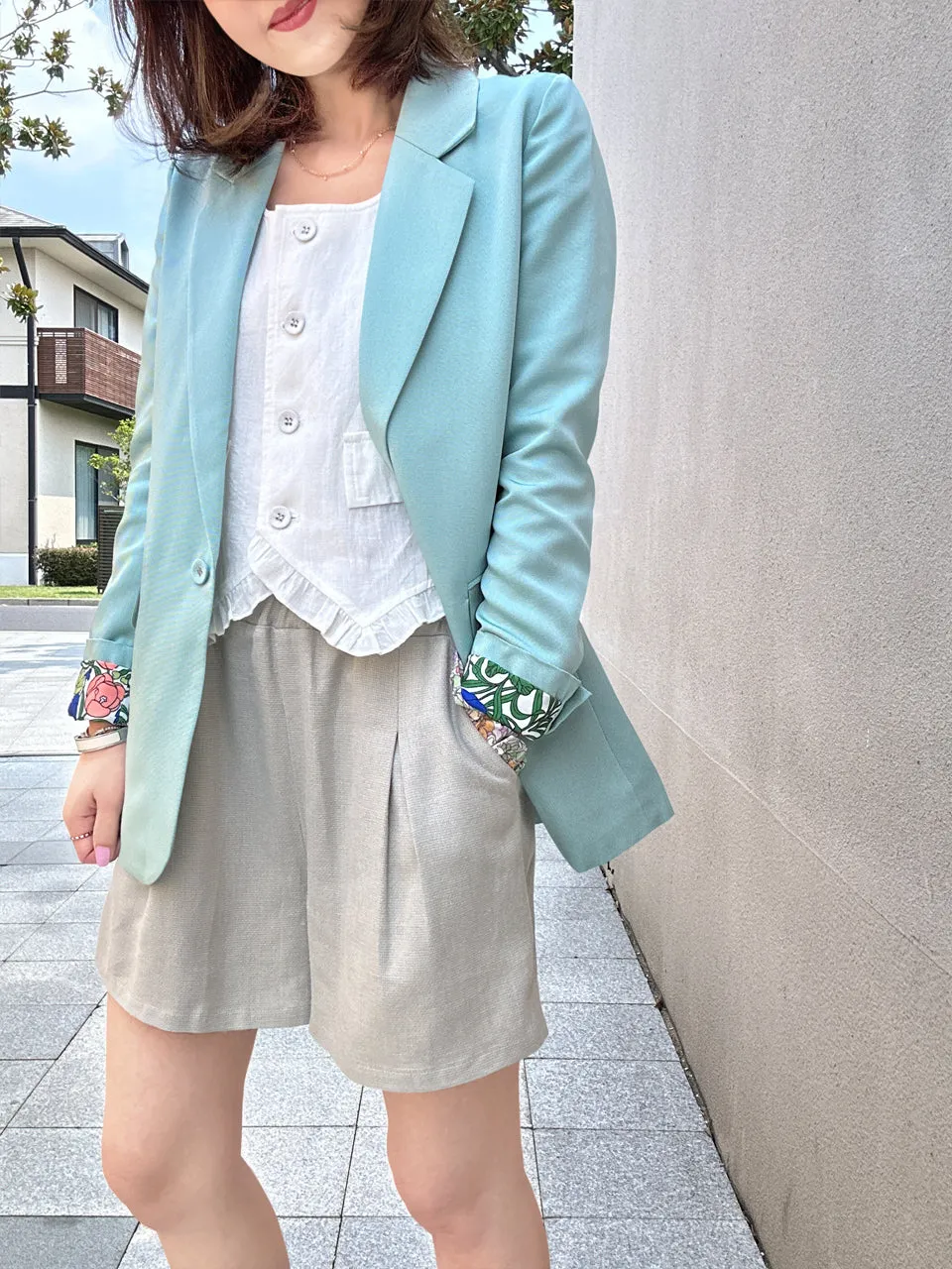 Green Patch Pocket Single Button Longline Blazer