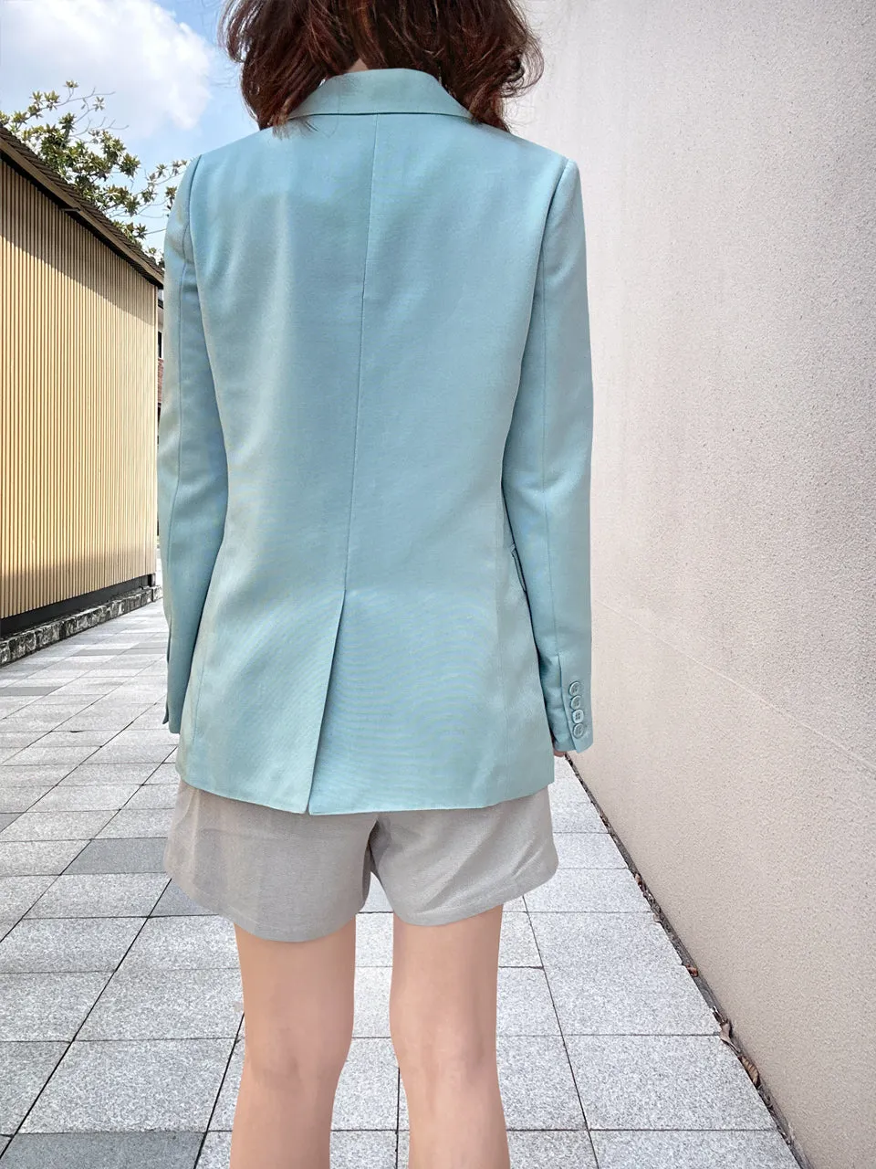 Green Patch Pocket Single Button Longline Blazer