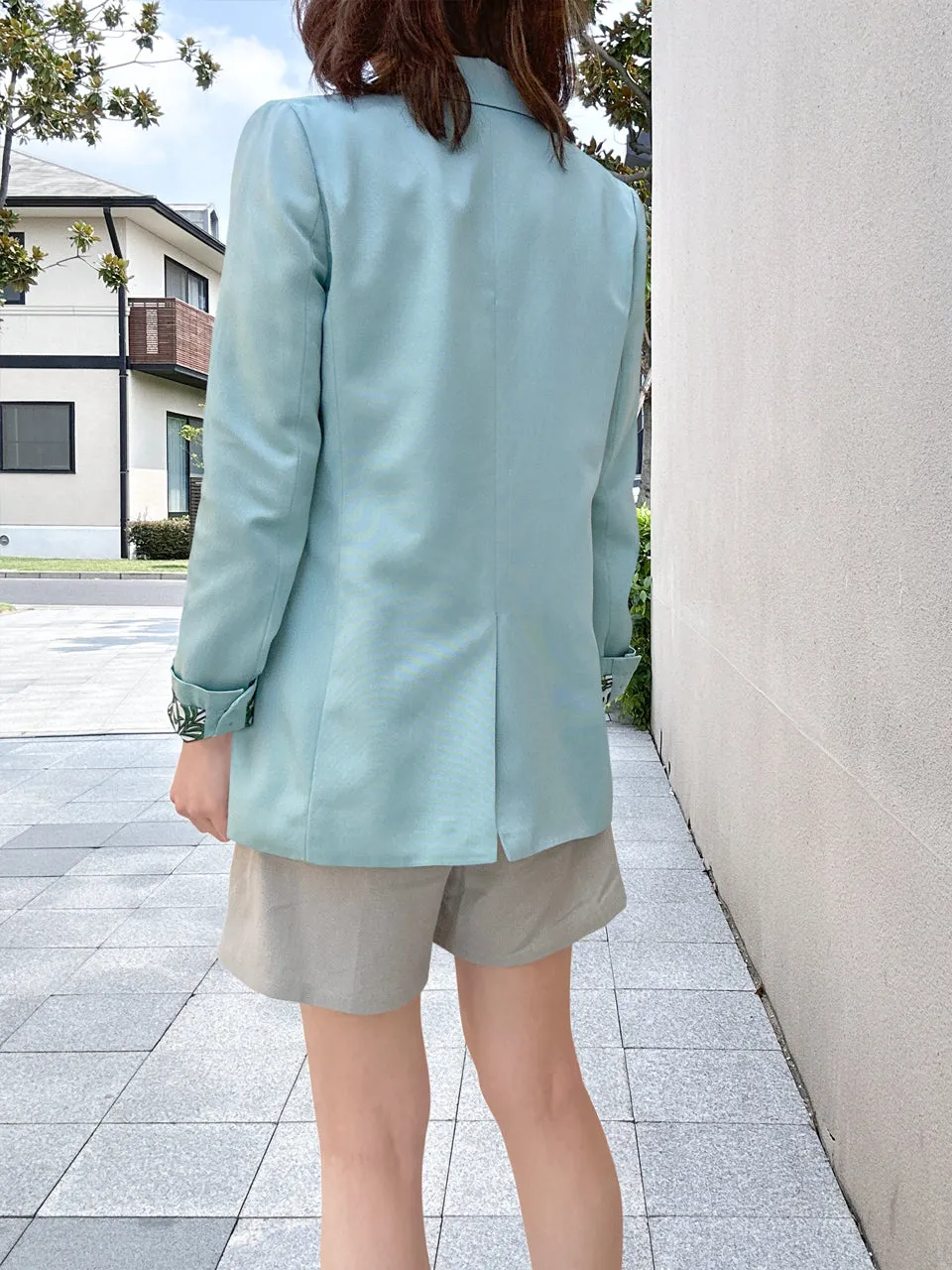 Green Patch Pocket Single Button Longline Blazer