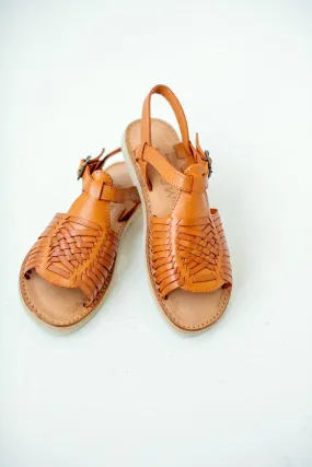 'Havana' Hurache Leather Sandals in Camel