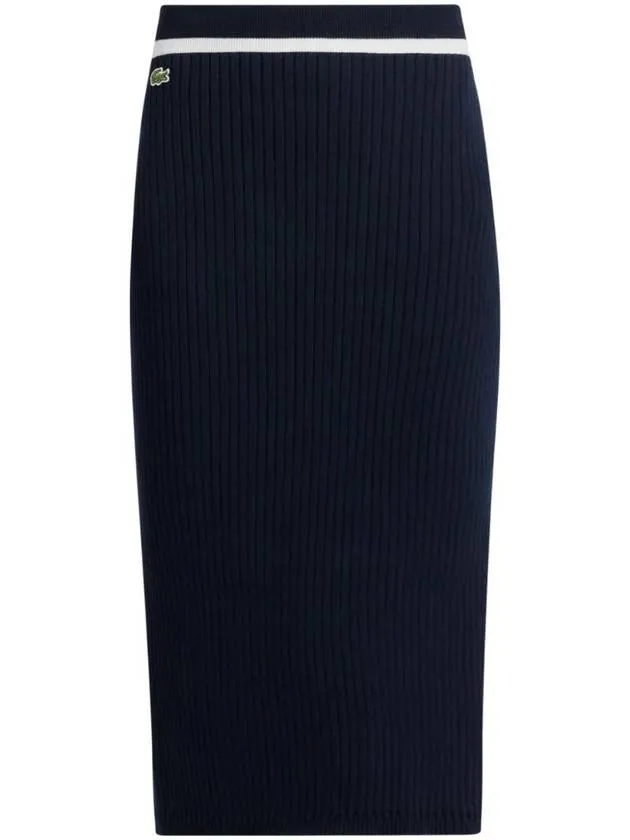 Logo Patch Ribbed Midi Skirt JF8109