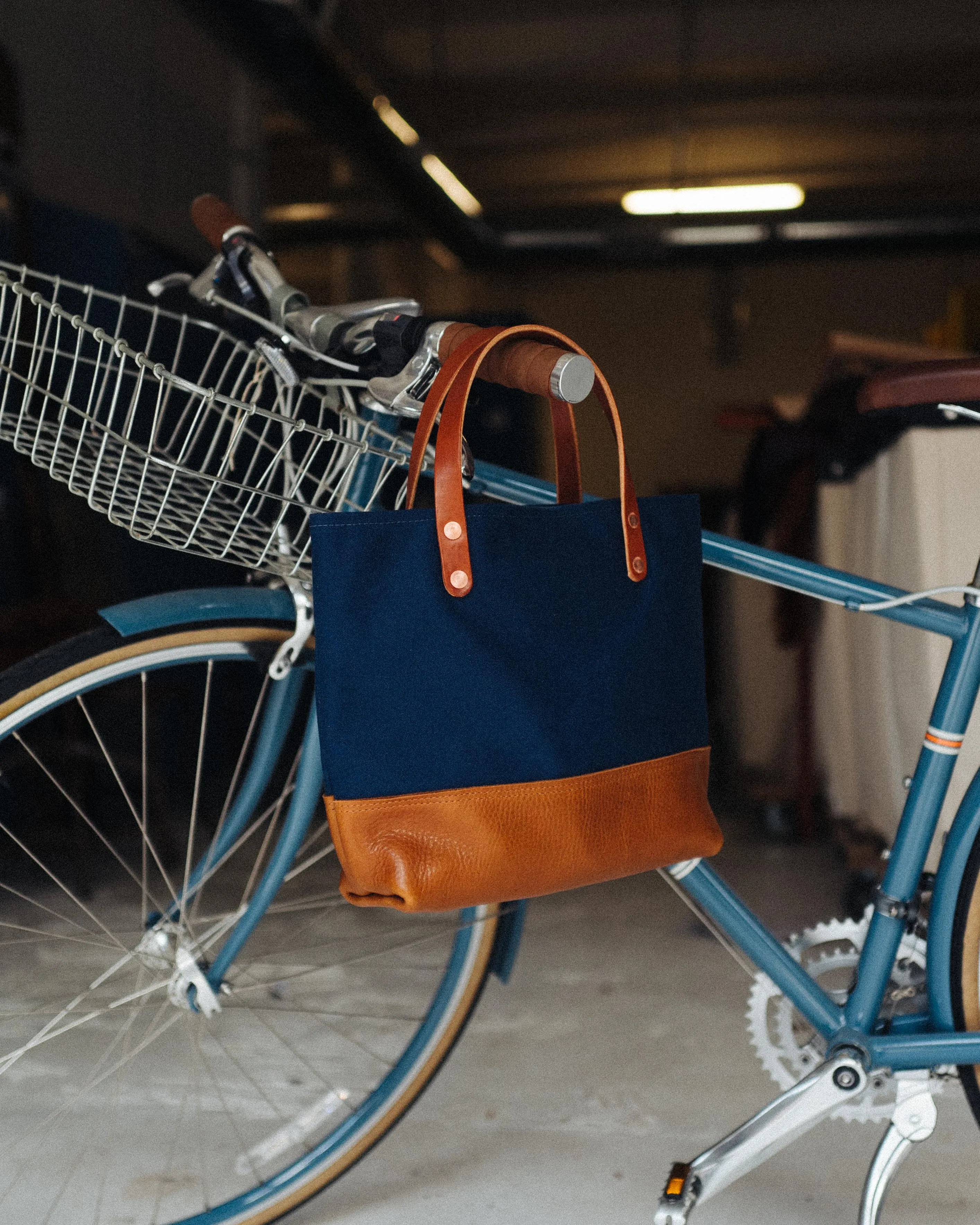 Navy Canvas Mini Panel Tote