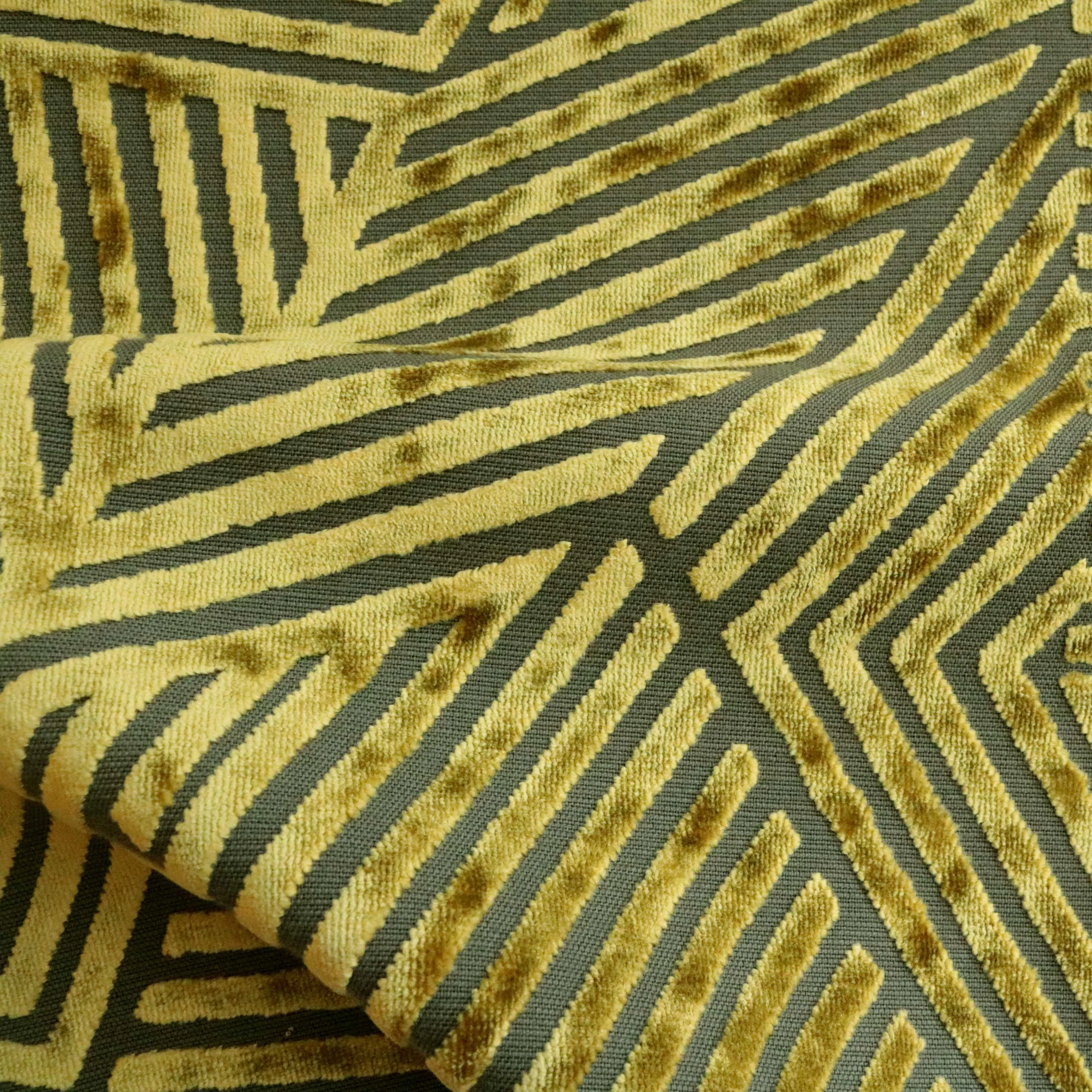 OTIS - AURORA, GEOMETRIC DESIGN BURNOUT VELVET UPHOLSTERY FABRIC BY THE YARD