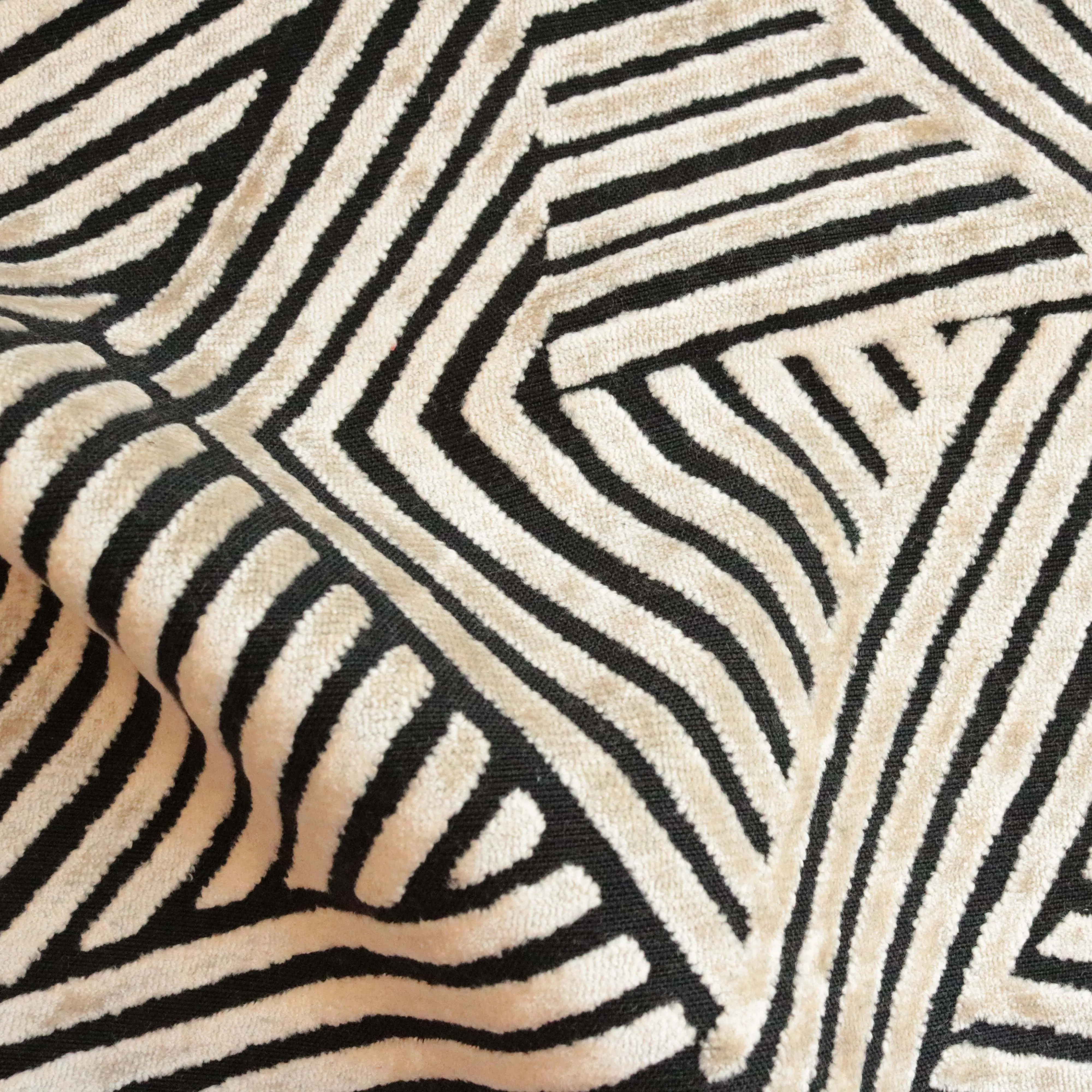 OTIS - AURORA, GEOMETRIC DESIGN BURNOUT VELVET UPHOLSTERY FABRIC BY THE YARD