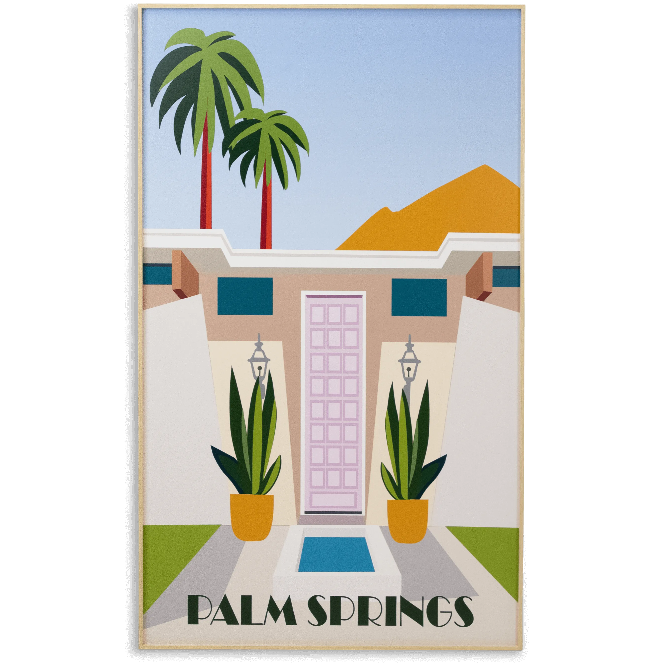 Palm Springs - 60 x 100cm Outdoor UV Wall Art with Beech Aluminium Frame