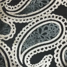 PIPPA - BOLD PAISLEY DESIGN CUT VELVET UPHOLSTERY FABRIC BY THE YARD