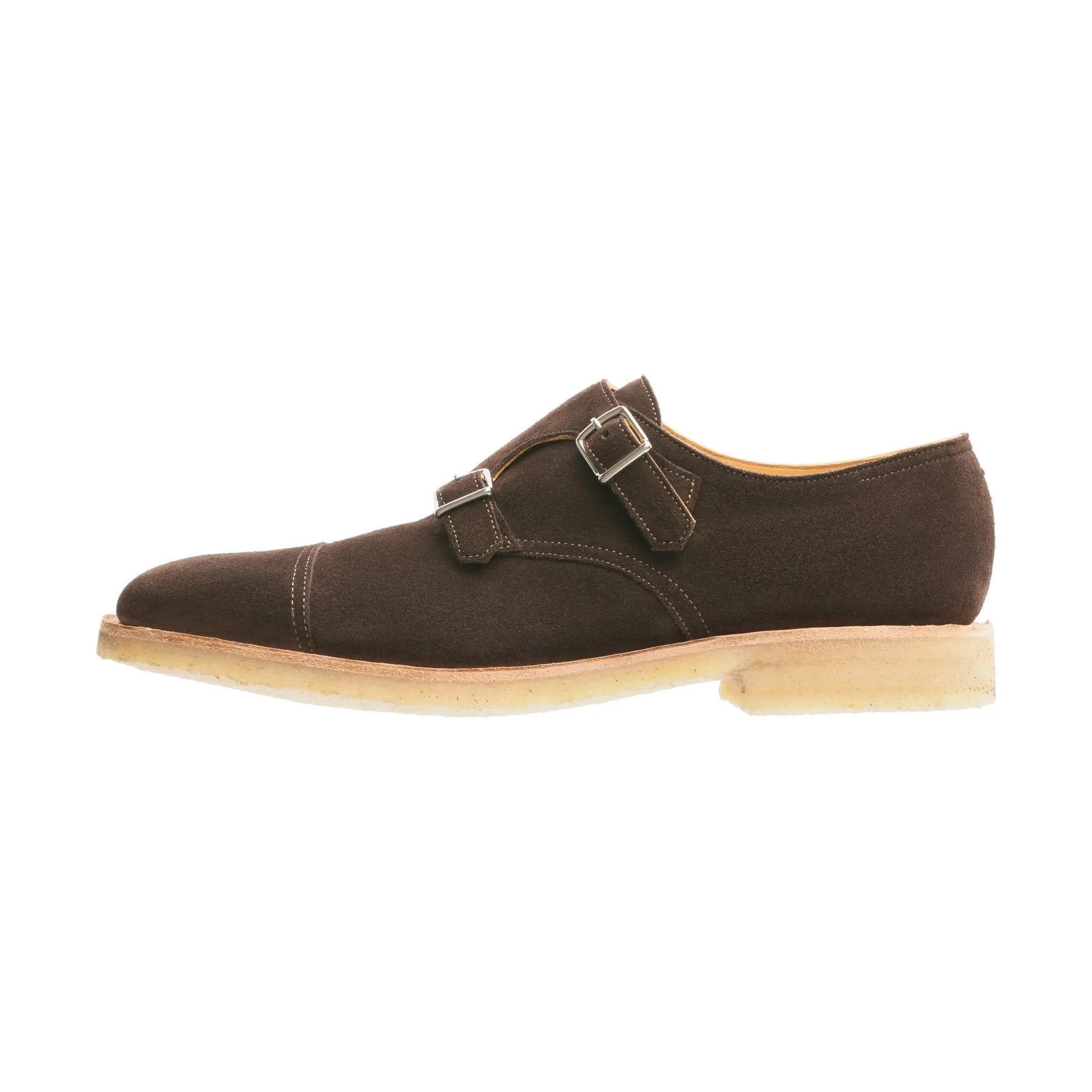 "William" Double-Monk Suede Shoes in Brown