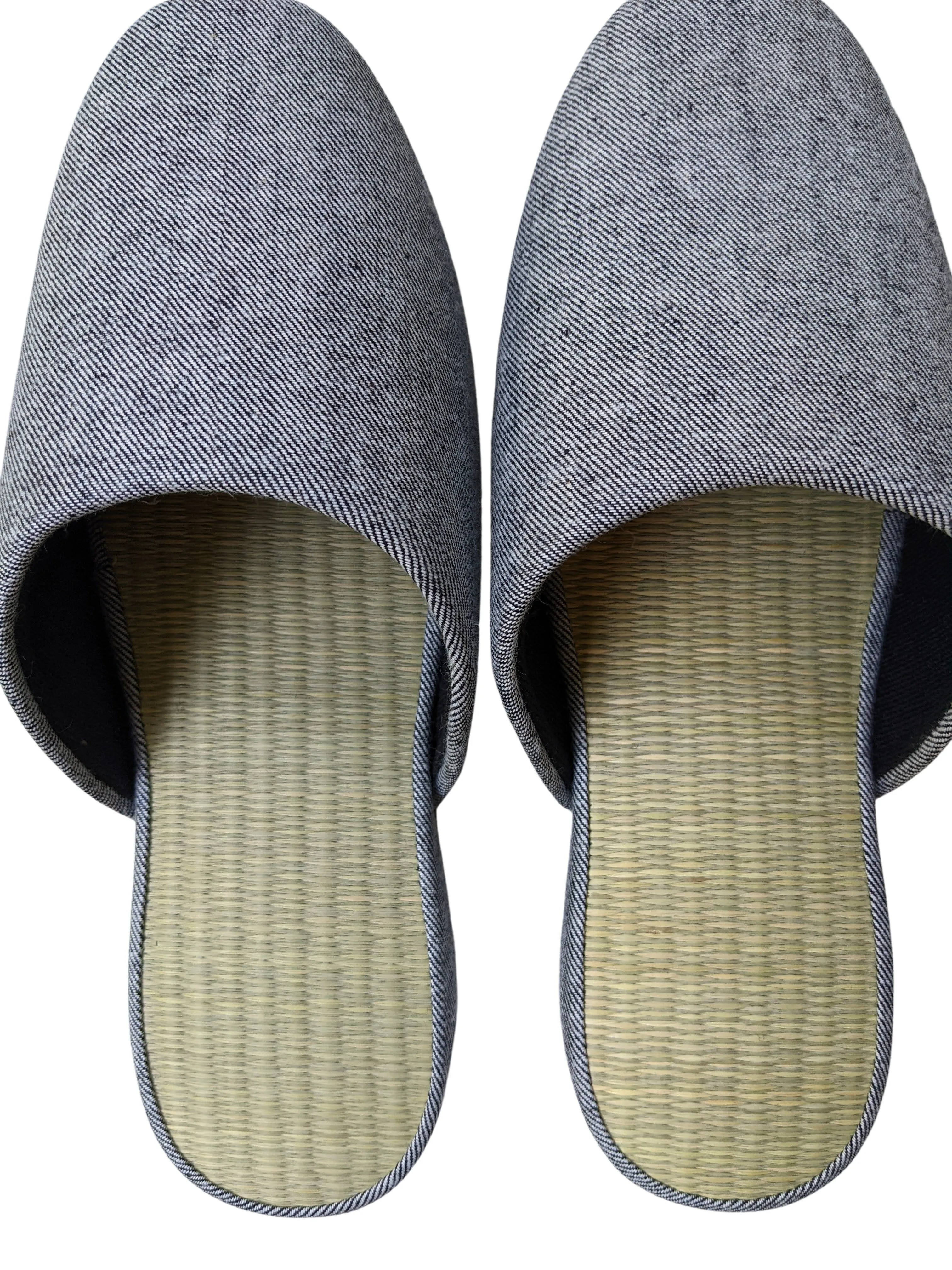 TATAMI Denim Slippers B-Type  [Black Wool Felt Sole] / Simple [Denim Hiroshima]