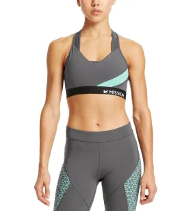 VaporActive Temper Racerback Medium Impact Sports Bra | Iron Gate / Pool Blue