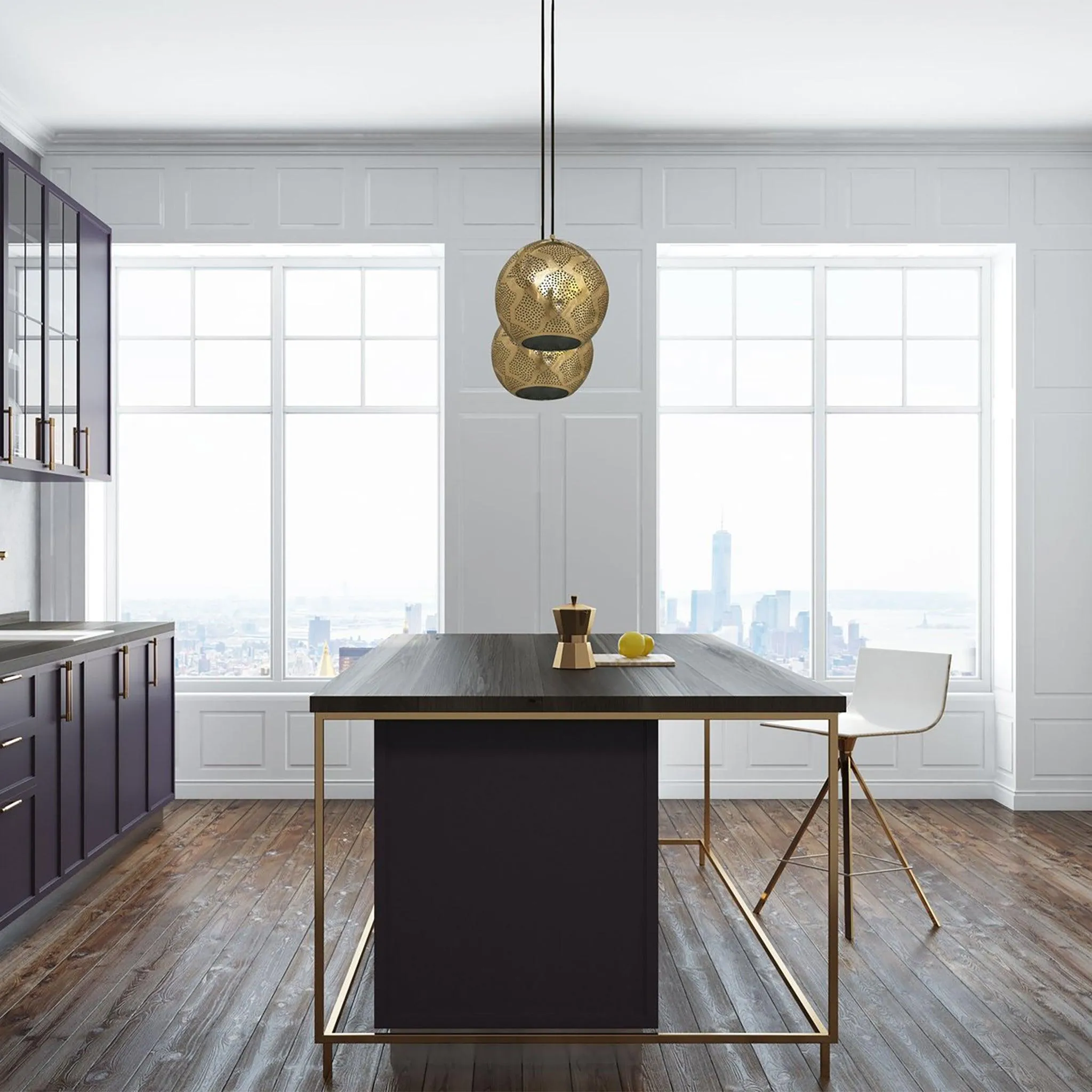 Warda Brass Long Pendant Light